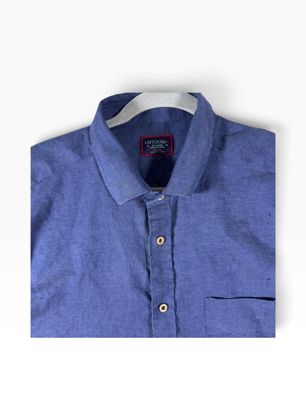 UNTUCKit Short-Sleeve Button Down Linen Shirt in Indigo Blue - Picture 3 of 8